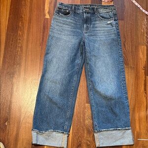 American Eagle Dark Blue Denim Jeans Waistband Detail